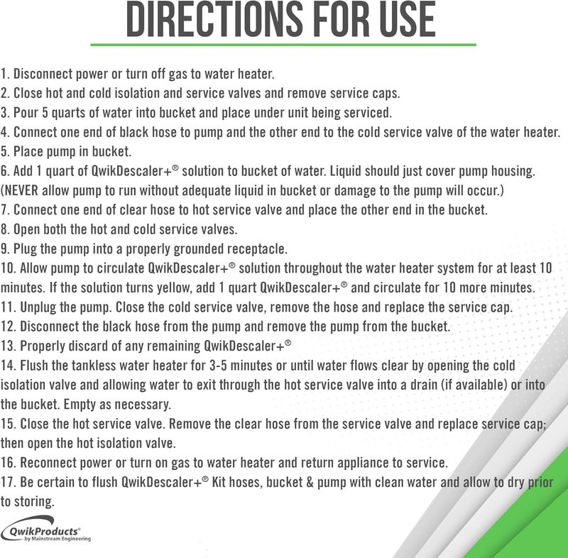 QwikProducts QwikDescaler + Concentrated Descaler Solution, Tankless Water Heater Descaling Solvent for Heat Exchanger, Quickly Dissolves Scale, Lime, Tarnish and Deposits, 1 Quart - Image 5